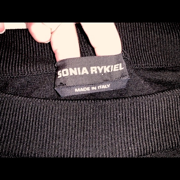 Sonia Rykiel warm soft black wool knit skirt at knee shiny rhinestones on pocket - Picture 6 of 8